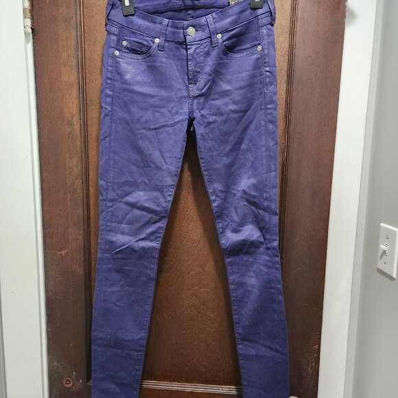 7 For All Mankind Purple Midrise Skinny Jean Size 25 Good Preowned condition - Picture 10 of 12